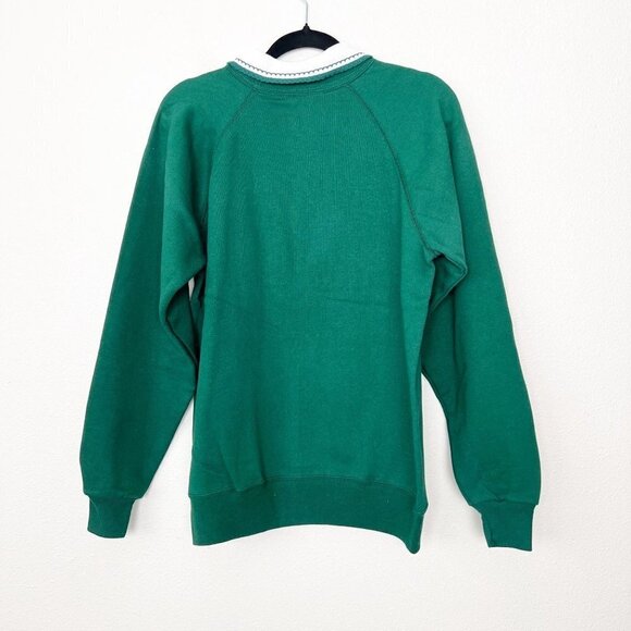 Vintage Morning Sun Womens Medium Green Winter Snow Birds Collard Sweatshirt - Picture 2 of 12